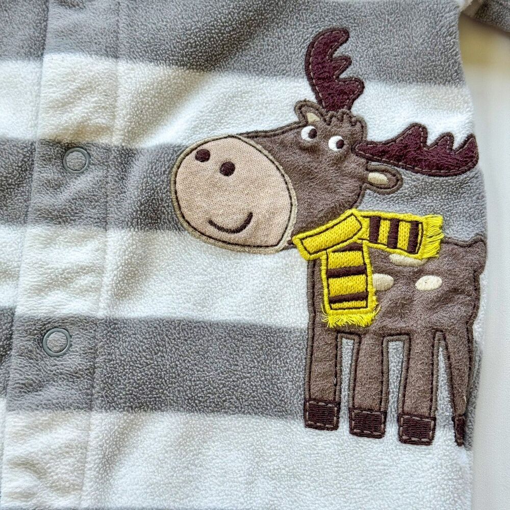 4/$10 - Carter’s Fleece Moose Button Up Baby Footie | 3-6 Months - Picture 3 of 6